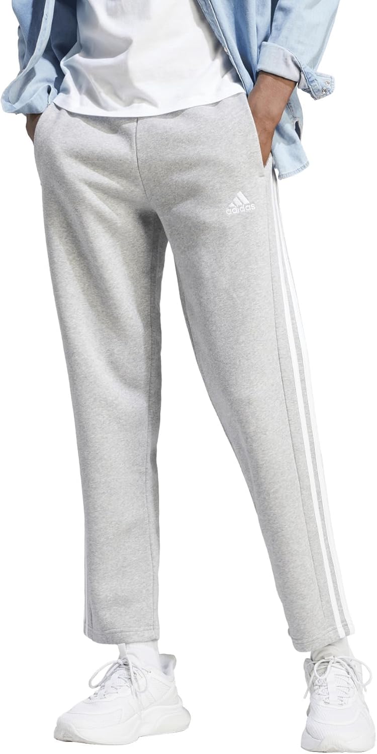 adidas Men's Essentials 3-Stripes Open Hem Fleece Pants Review