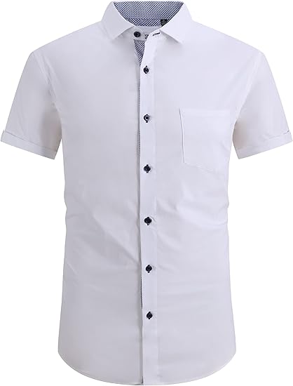 Damipow Mens Short Sleeve Dress Shirts for Business Casual Wear