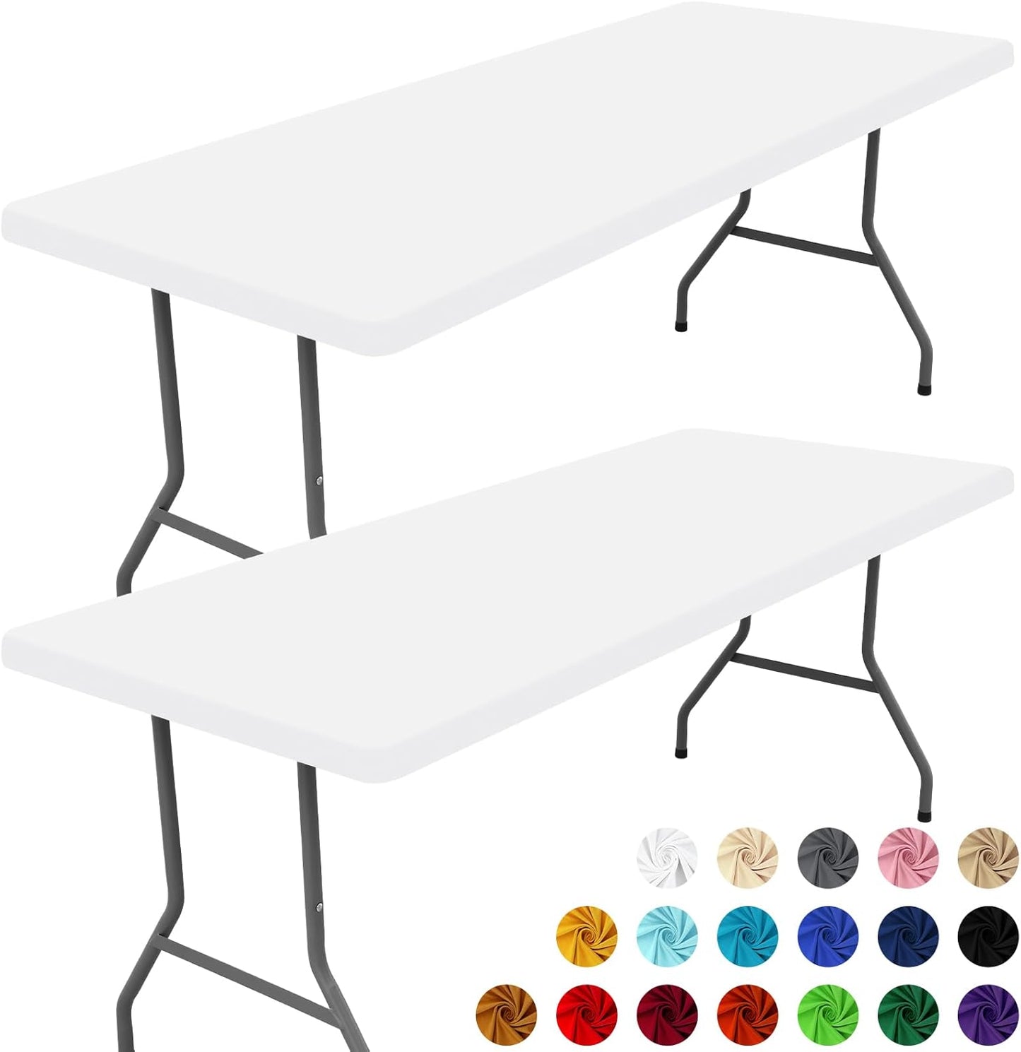 Spandex 8 Foot Rectangle Table Cloth for Outdoor Events and Parties