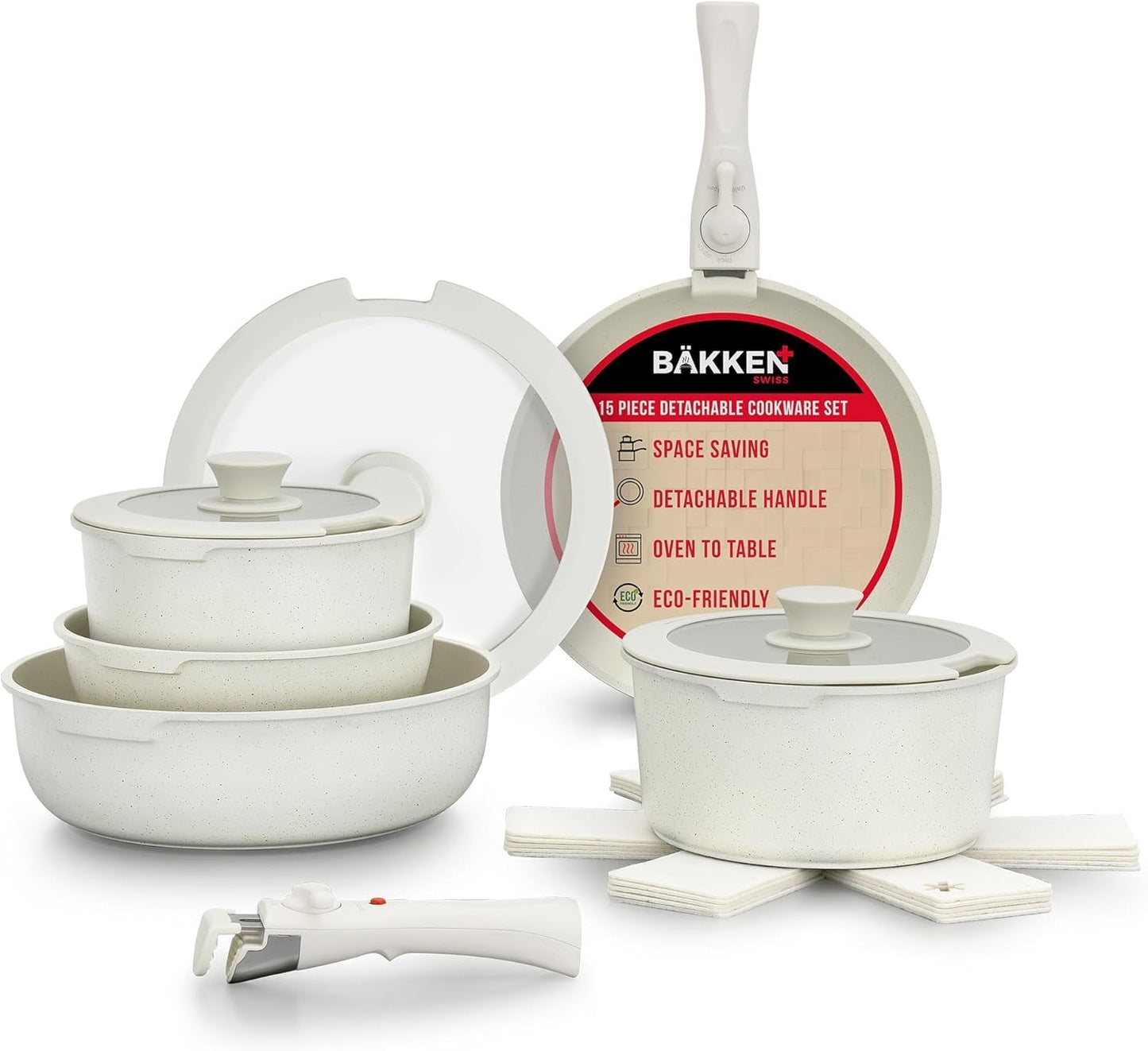 Bakken 15-Piece Non-Stick Cookware Set for All Stoves