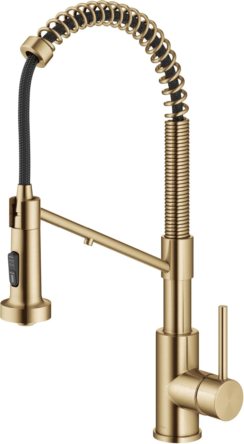 Kraus Bolden 2-in-1 Pull-Down Kitchen Faucet in Brushed Brass