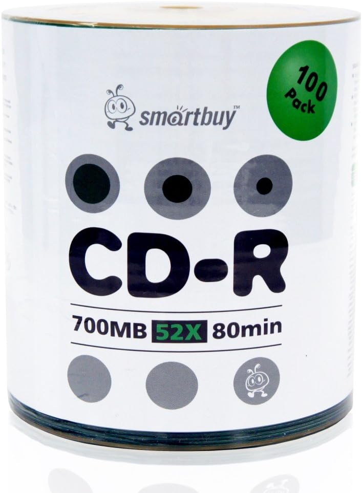 Smartbuy 700mb 80min 52x CD-R Blank Data Discs for Archiving