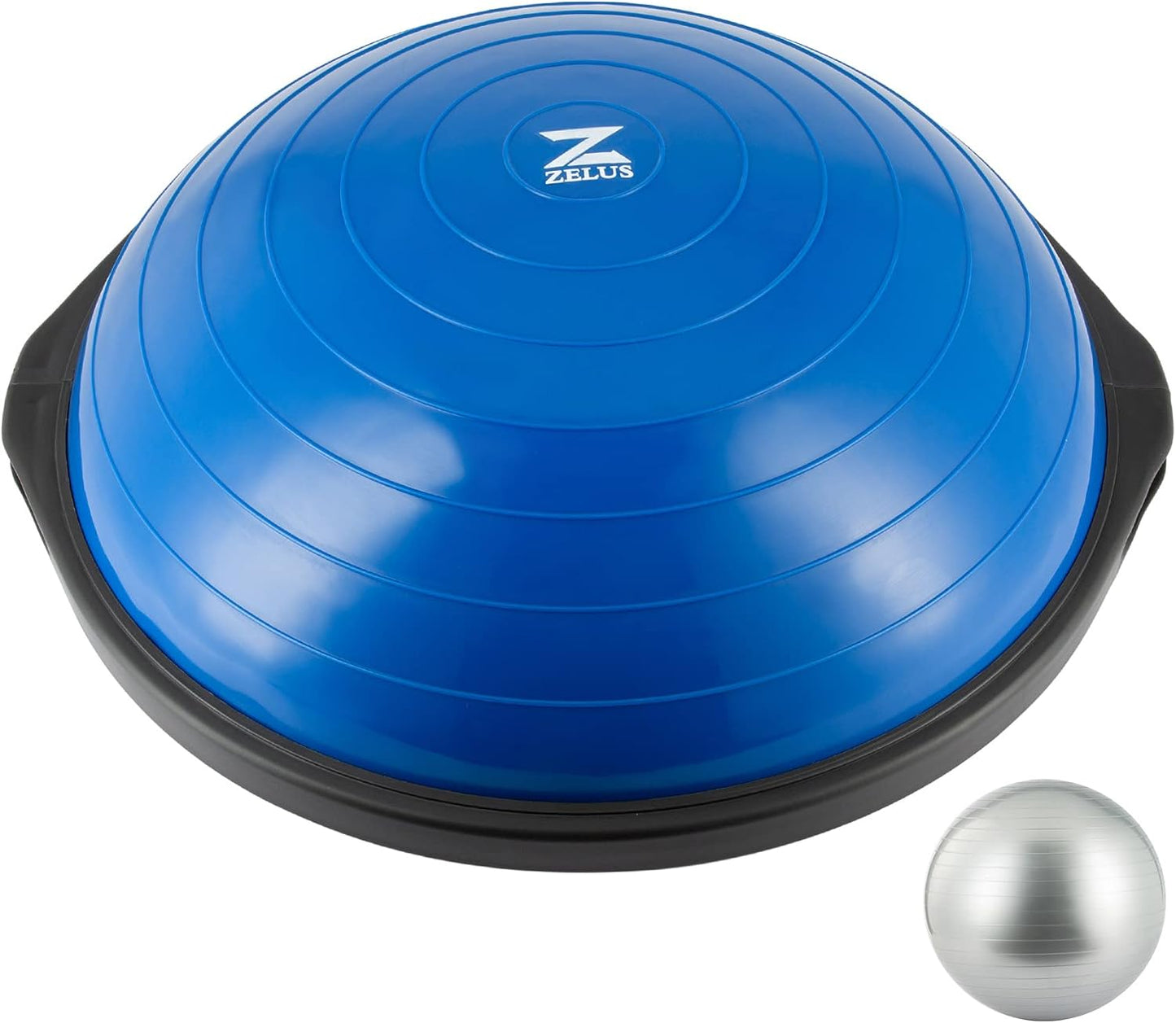 ZELUS 25in. Half Exercise Ball | 1500lb Trainer + Bands
