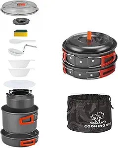 Bulin 24 PCS Camping Cookware Mess Kit for Outdoor Cooking