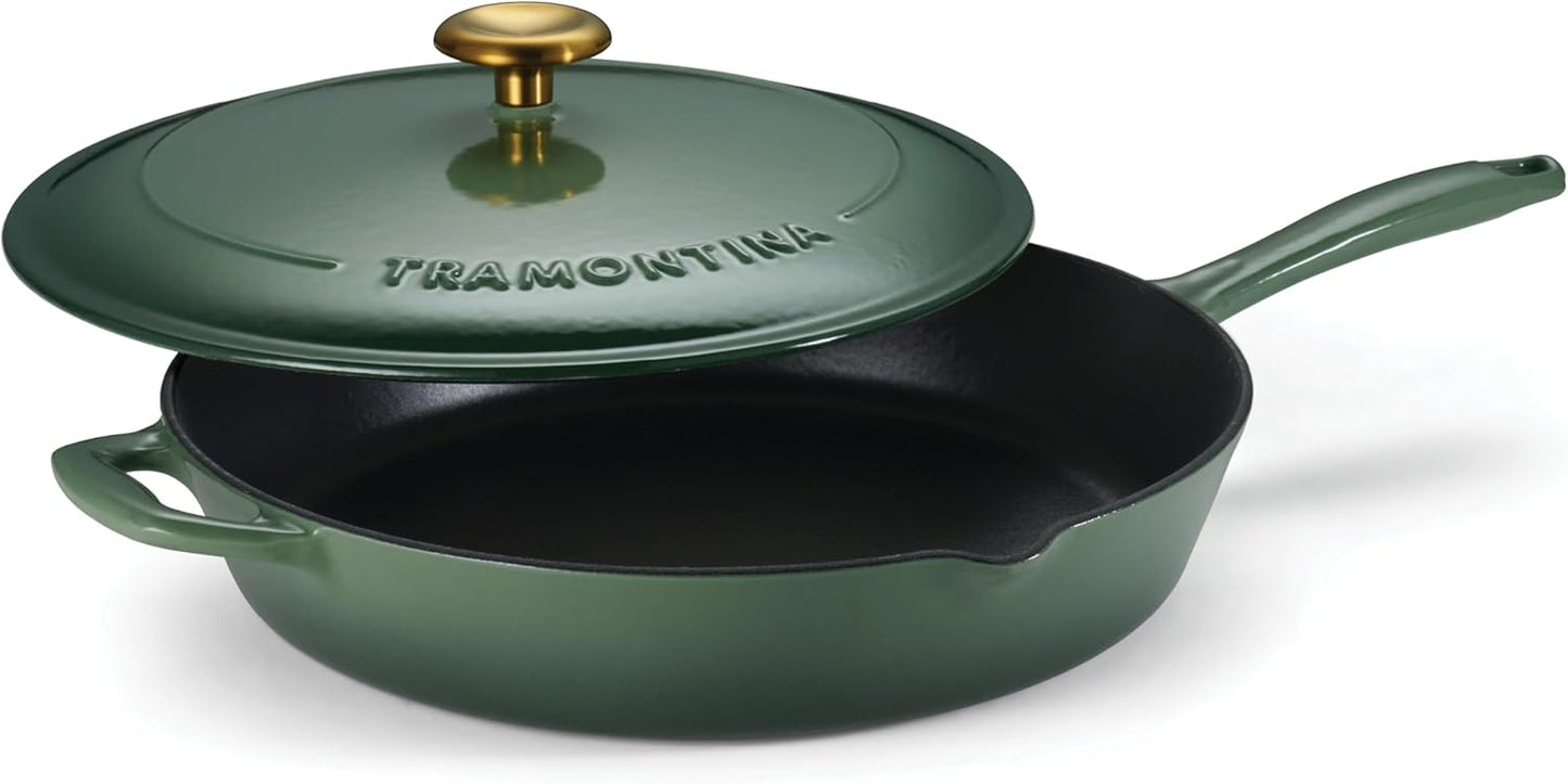 Tramontina Bestow Enameled Cast Iron Skillet with Lid, 12-in