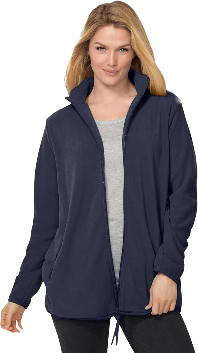 Plus Size Zip-Front Microfleece Jacket for Cozy Comfort
