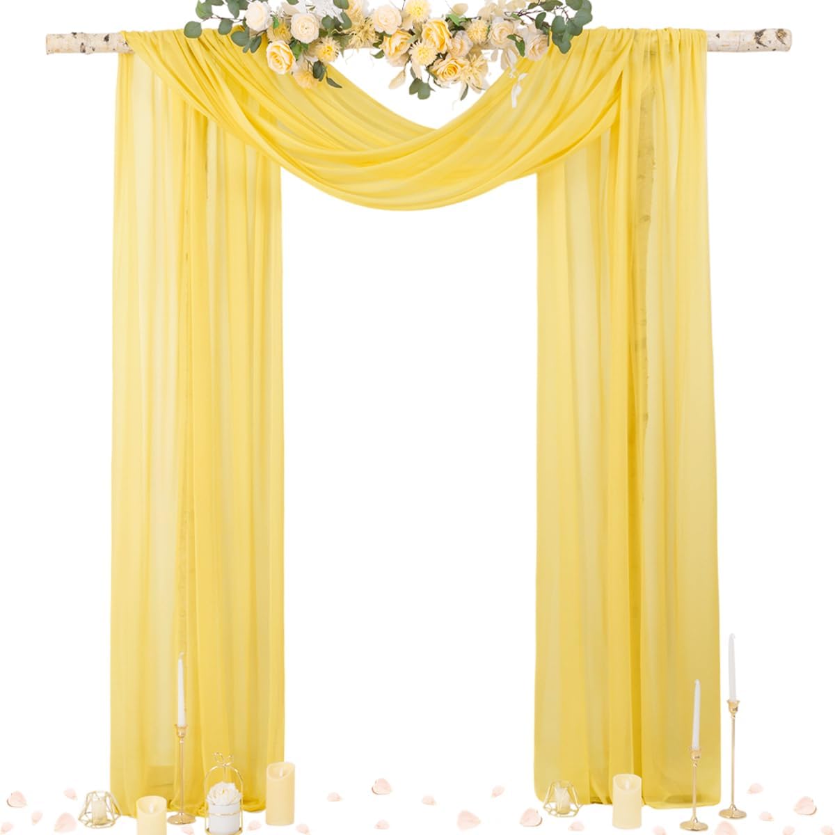 Socomi Yellow Sheer Wedding Arch Draping Fabric for Events