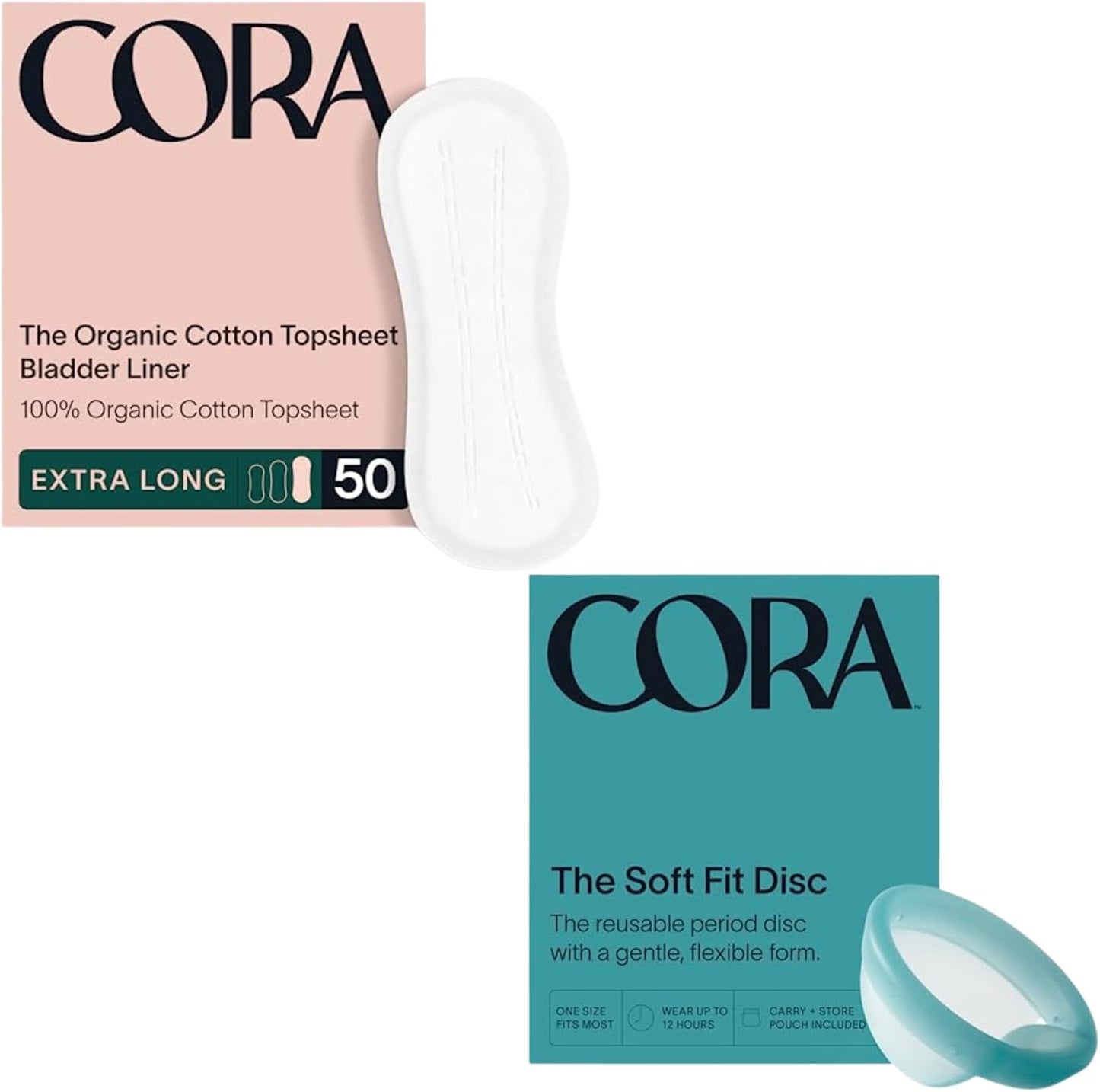 50 Extra Long Bladder Liners & Reusable Menstrual Disc | Eco-Friendly Bundle