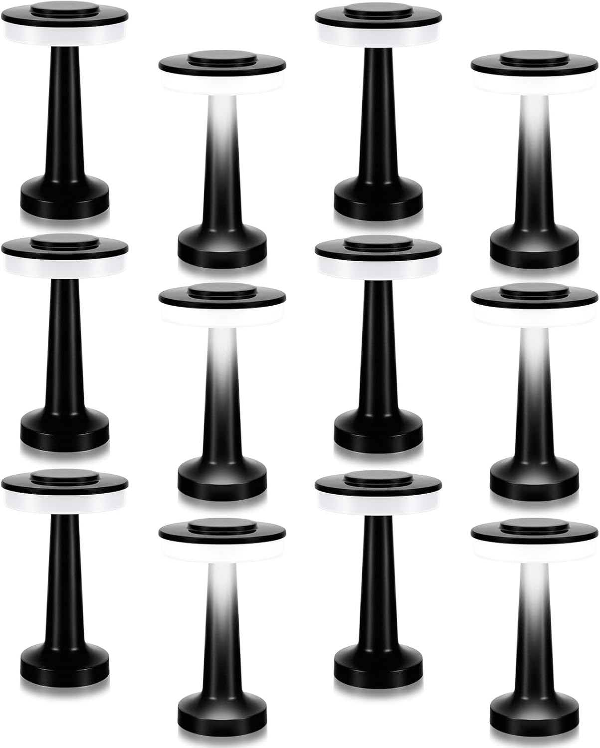 VIHOSE 12 Pcs Black Cordless Table Lamps for Versatile Lighting