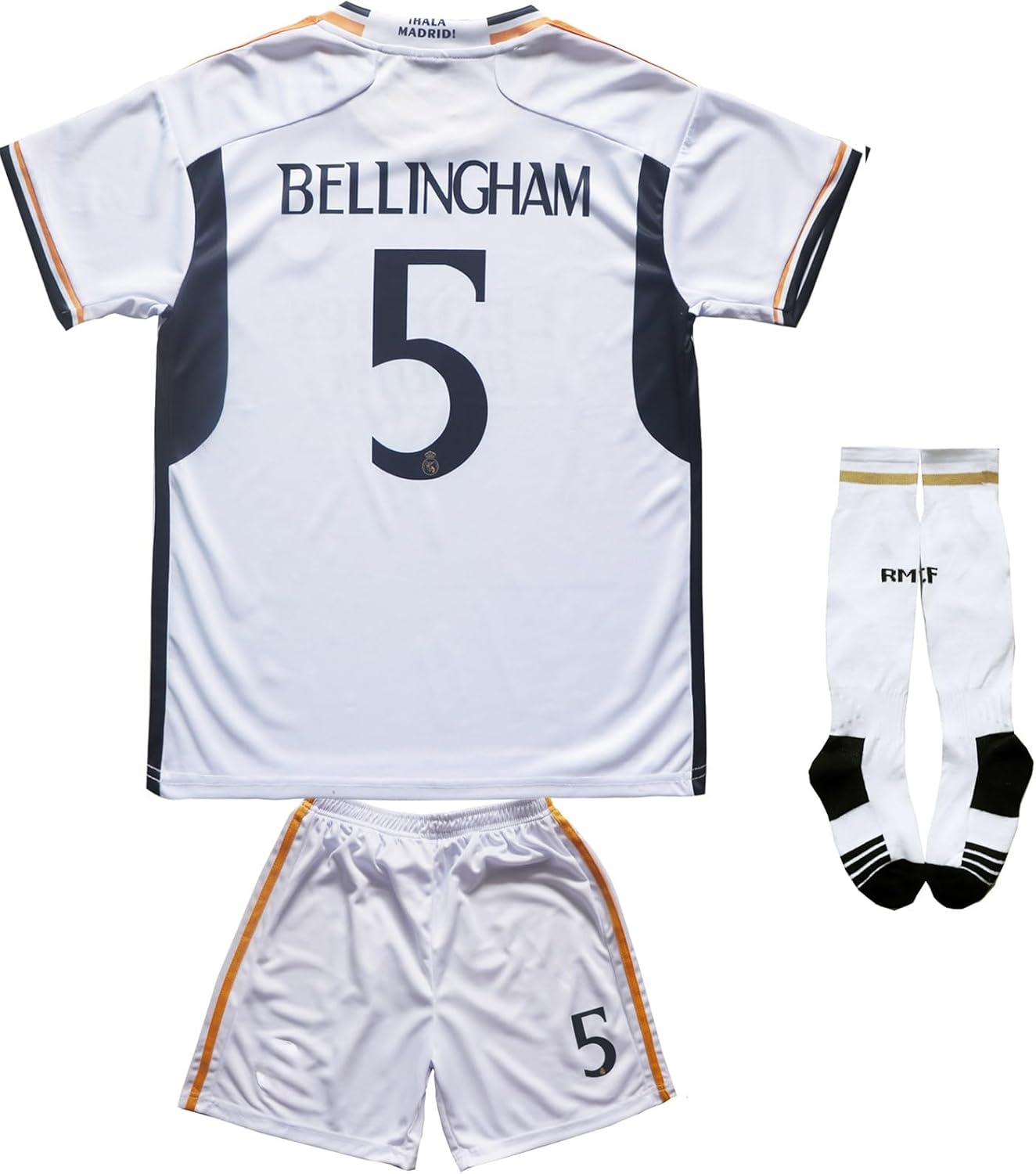Madrid Bellingham #5 Kids Soccer Jersey Set for Youth Sizes