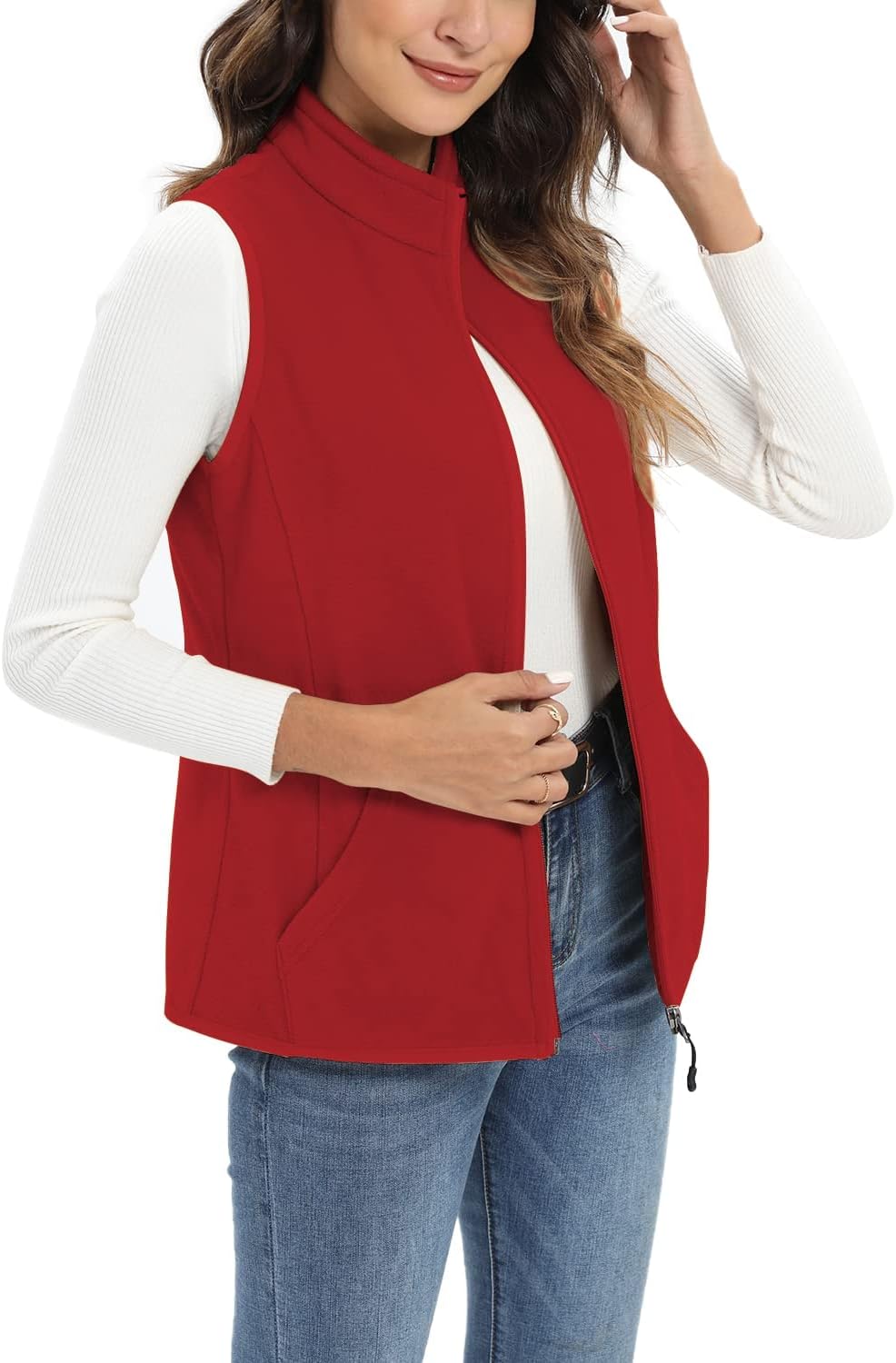 Xeoxarel Women's Fleece Vest with 6 Pockets for Comfort