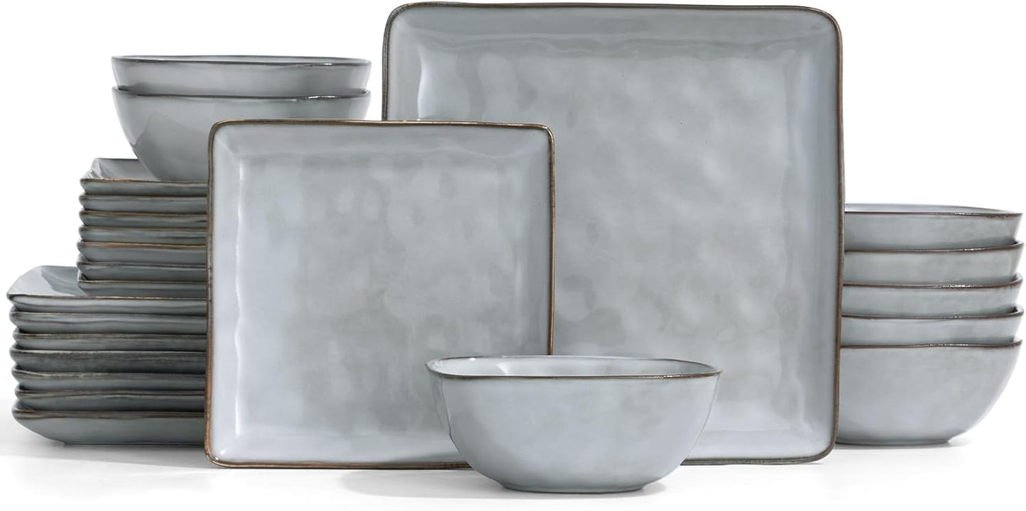 Famiware Dinnerware Sets for 8, Ocean Square 24-Piece Set