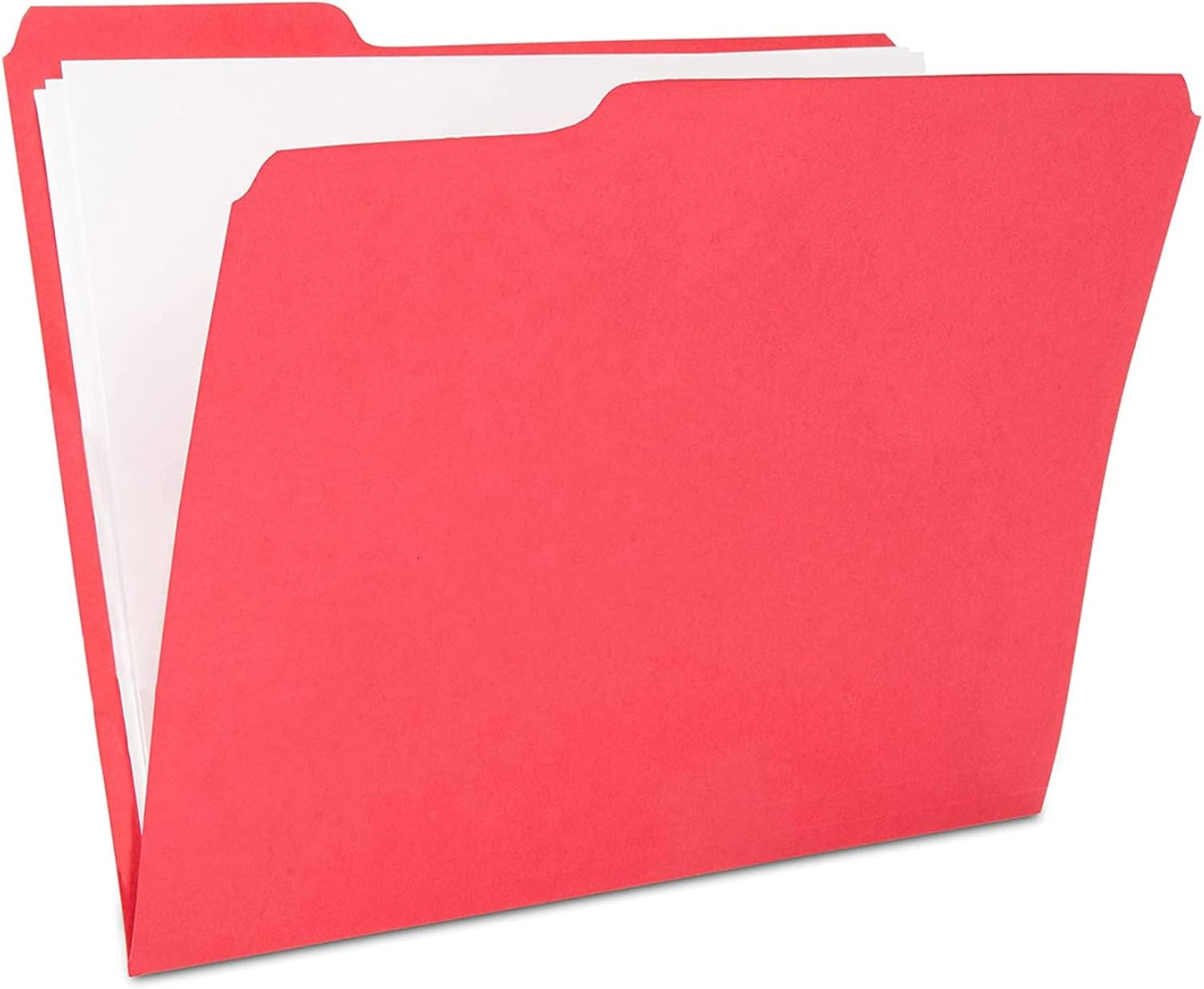 File King 1/3 Cut Red File Folders - 100 Pack for Organizing