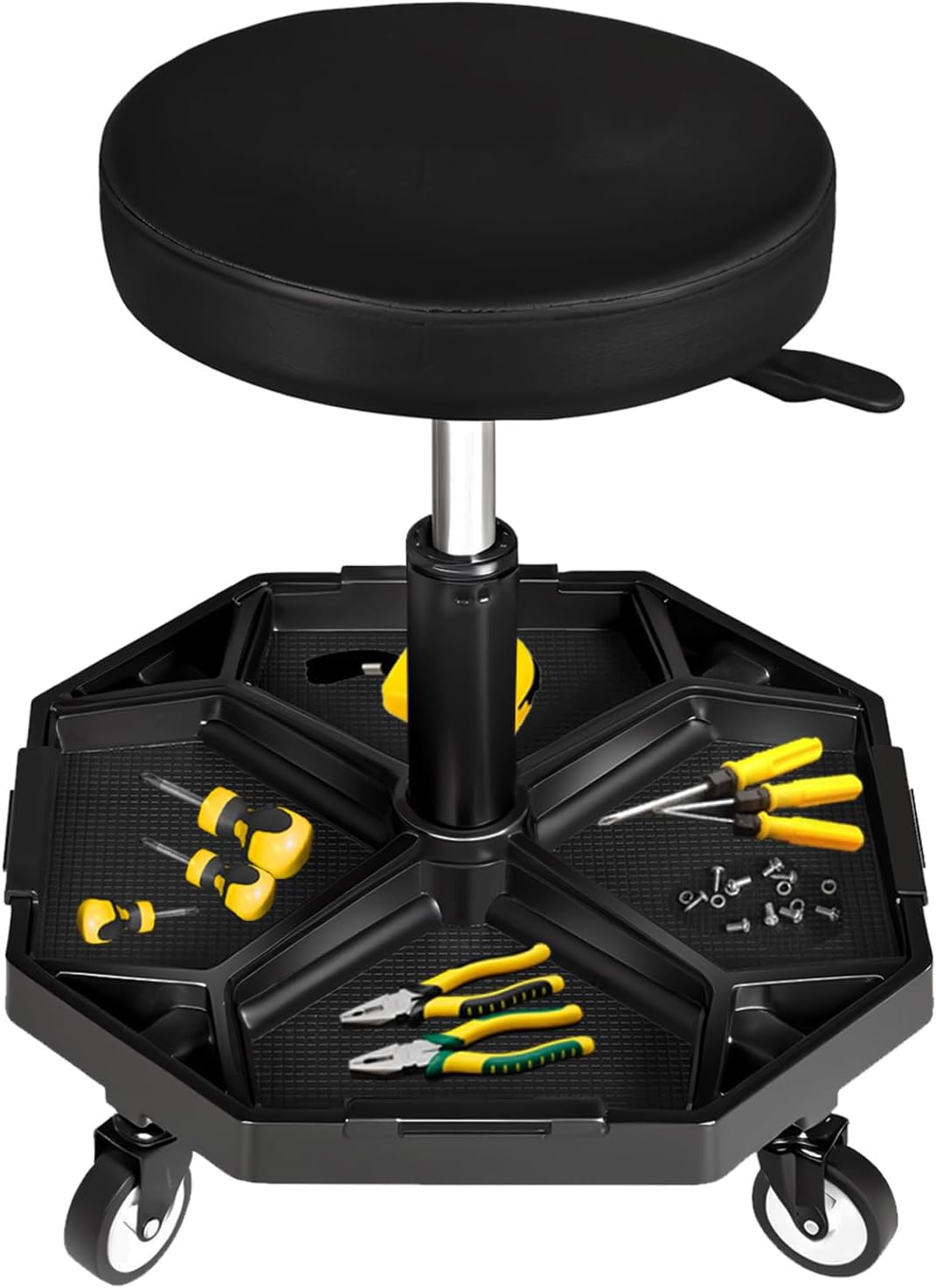 YELLOW JACKET Rolling Garage Seat with Adjustable Height and Wheels