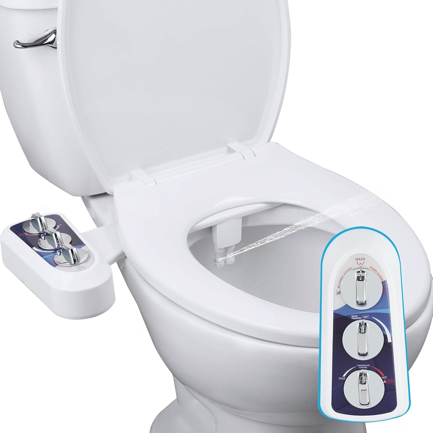 Hibbent Bidet Attachment for Toilet with Dual Nozzle Features
