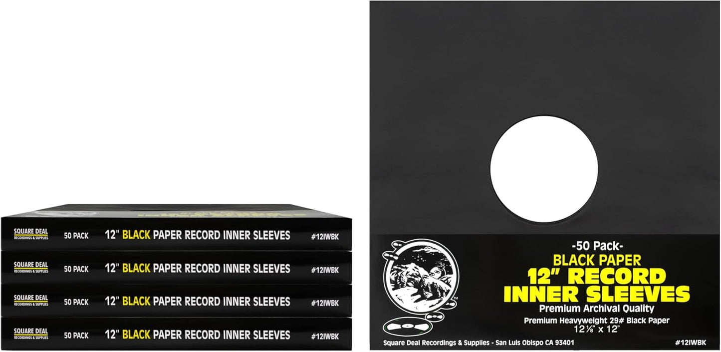 Black Paper Super Heavyweight 12in Record Inner Sleeves - 250 Pack