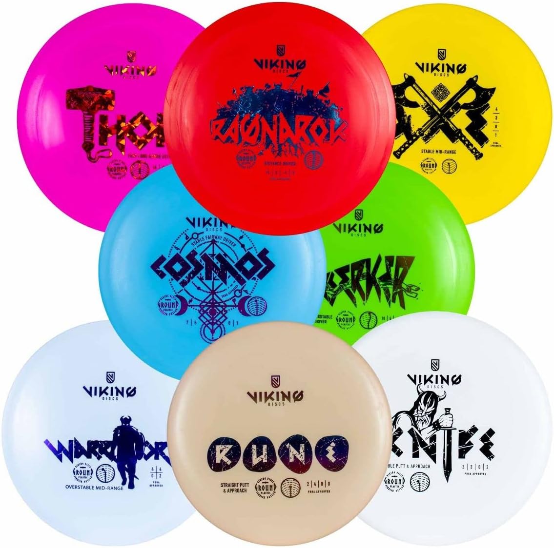 Viking Discs 8-Disc Ground Set - PDGA Approved Performance!