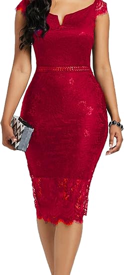 Women's Elegant Floral Lace Bodycon Cocktail Dress for Parties