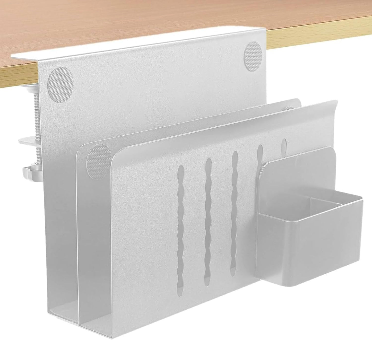 Space-Saving 2 Tier Desk Organizer with Magnetic Holder | Clamp-On Table Storage