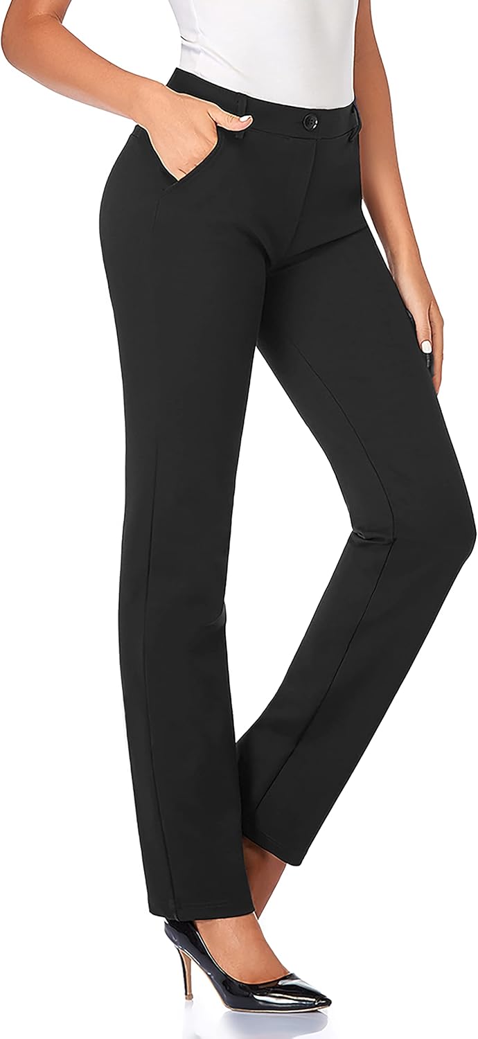 Tapata Women's Stretchy Straight Dress Pants with Pockets