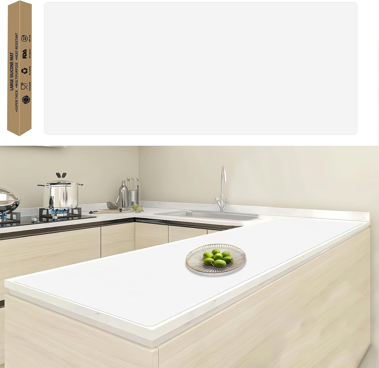 Large Silicone Kitchen Counter Mat for Heat Resistance and Protection