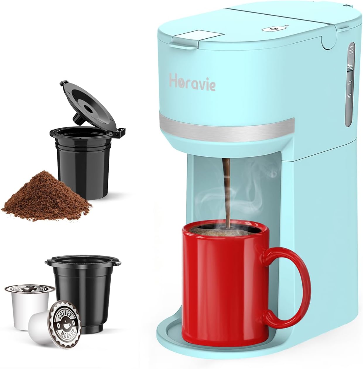 Mini Single Serve Coffee Maker for K Cup and Ground Coffee