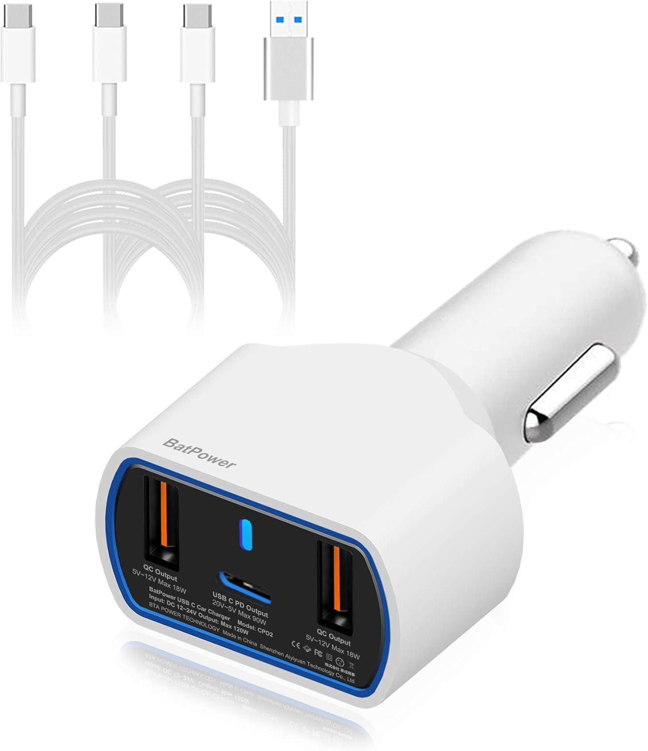 BatPower CPD2 High Power Delivery 120W USB-C Car Charger