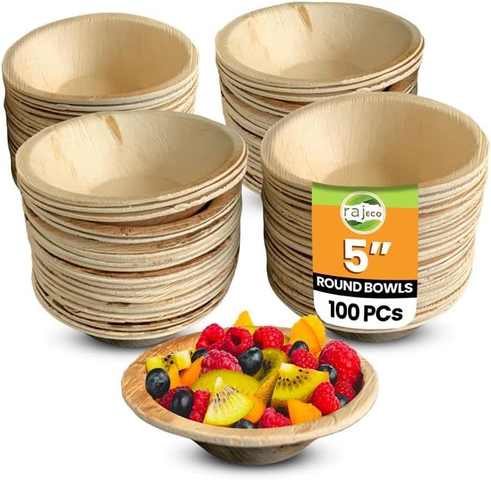 Raj Disposable Palm Leaf Bowls - Eco-Friendly Party Tableware
