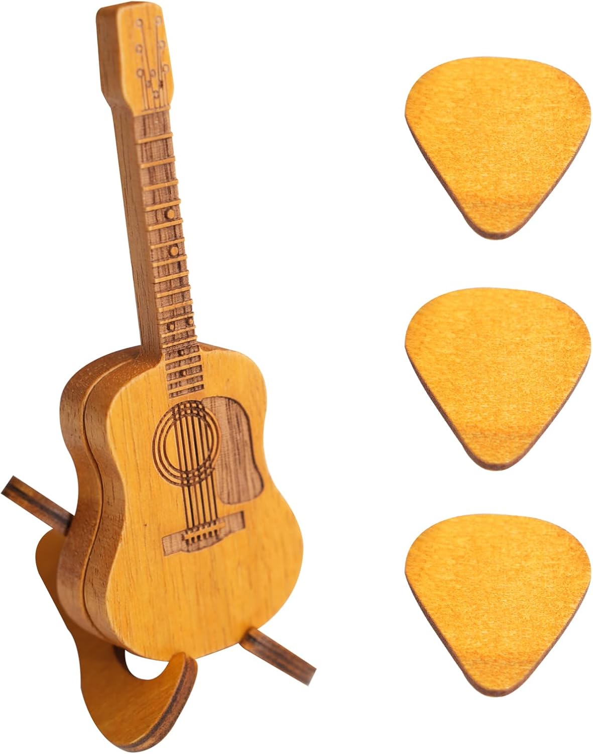 QINGYU Wooden Guitar Pick Holder Set