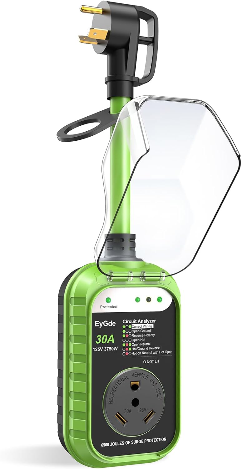 EyGde RV Surge Protector 30 Amp with Waterproof Cover for Safety