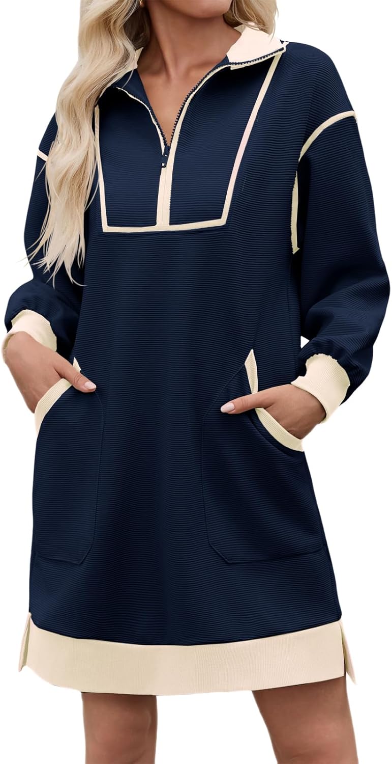 Wenrine Women's Oversized Sweatshirt Dress for Casual Style
