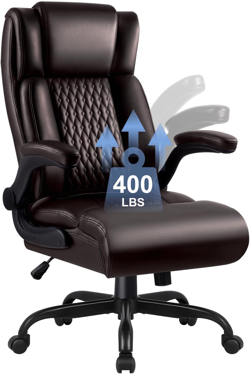 Ergonomic Leather Office Chair with Adjustable Armrests for Comfort