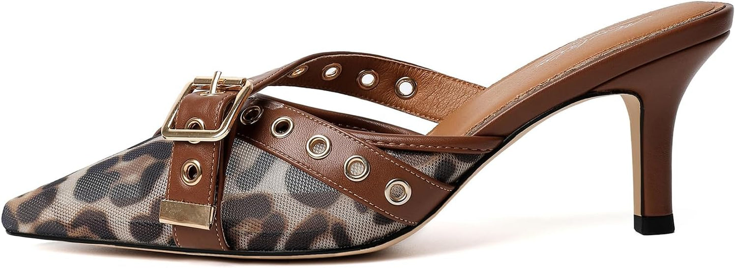 Mostrin Kitten Mules Heels for Women - Vintage Slip On Pumps
