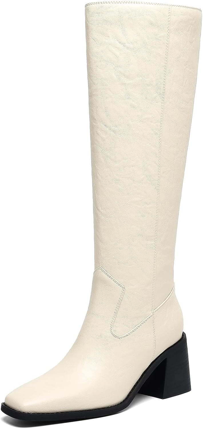 Women's Knee High Boots with Block Heels for Fall Winter Style