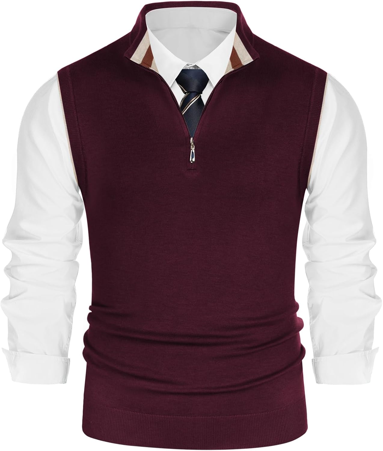 PJ PAUL JONES Mens Sweater Vest with Stylish Contrast Stripes