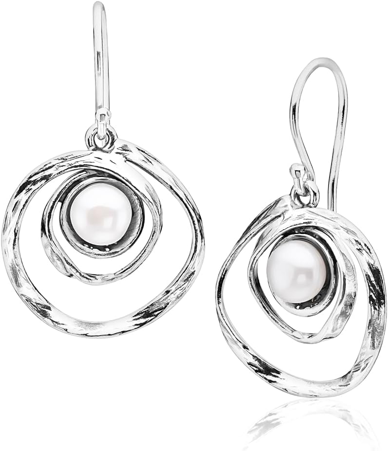 Elegant 925 Sterling Silver Dangle Earrings with Freshwater Pearl