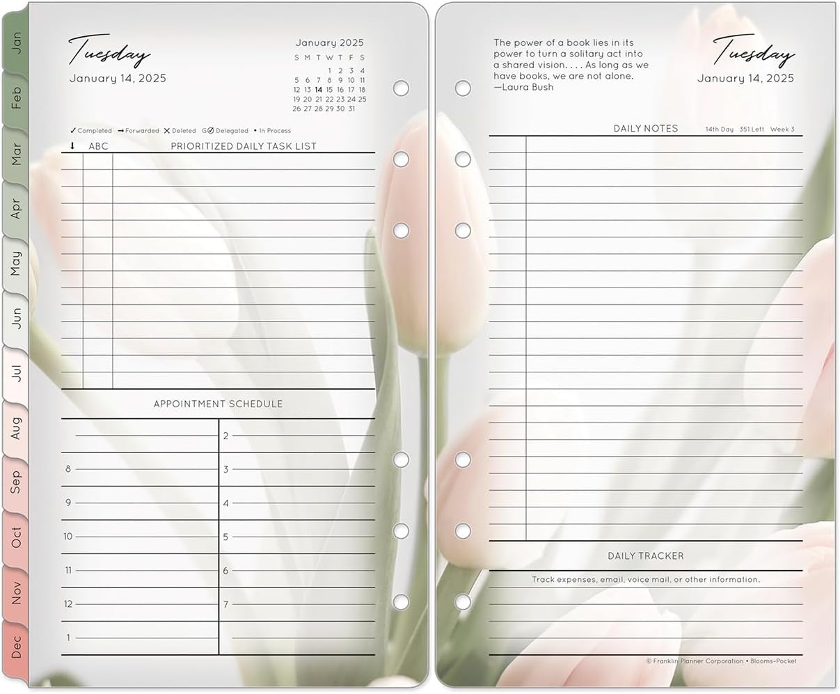 Blooms Two Page Per Day Pocket Planner for 2025 by FranklinCovey