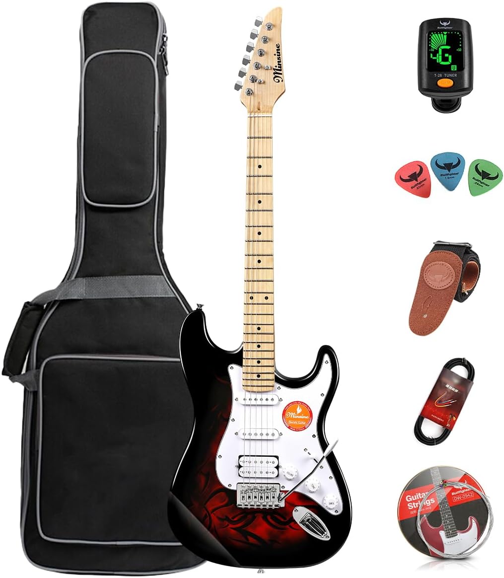 Full Size Electric Guitar Kit for Beginners - Bullstar MS100 (SSH-red)