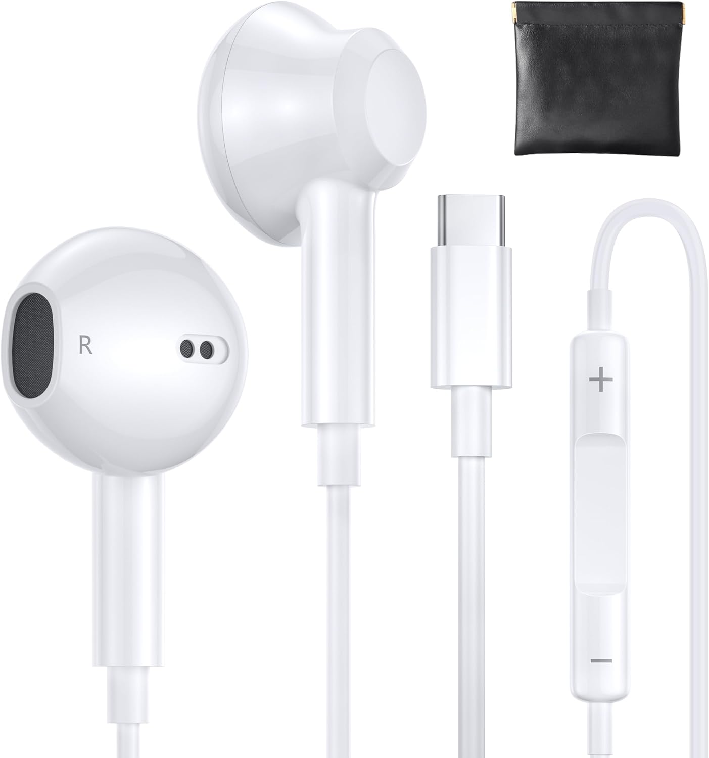 MFi Certified USB C Earphones | HiFi Stereo Earbuds for iPhone 15, Mic & Volume Control