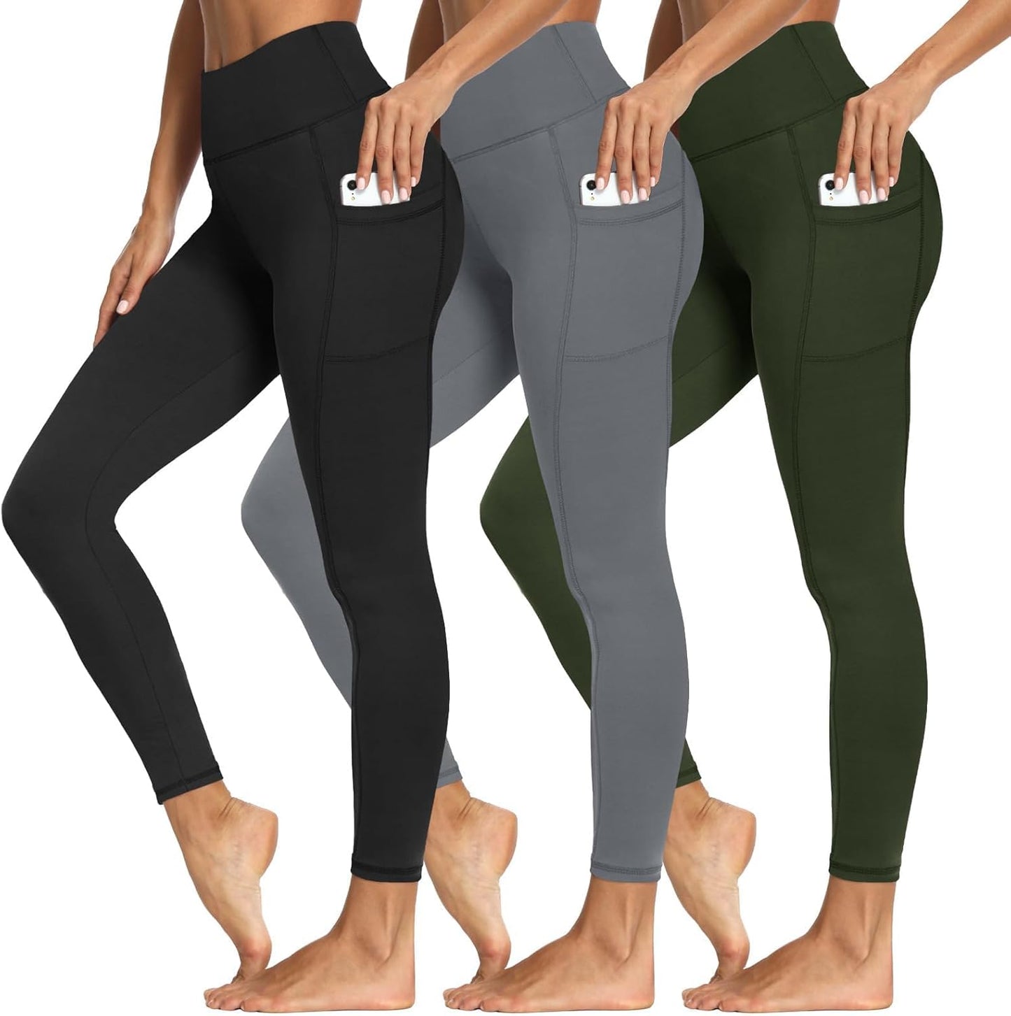 Soft High Waisted Tummy Control Leggings with Pockets for Women