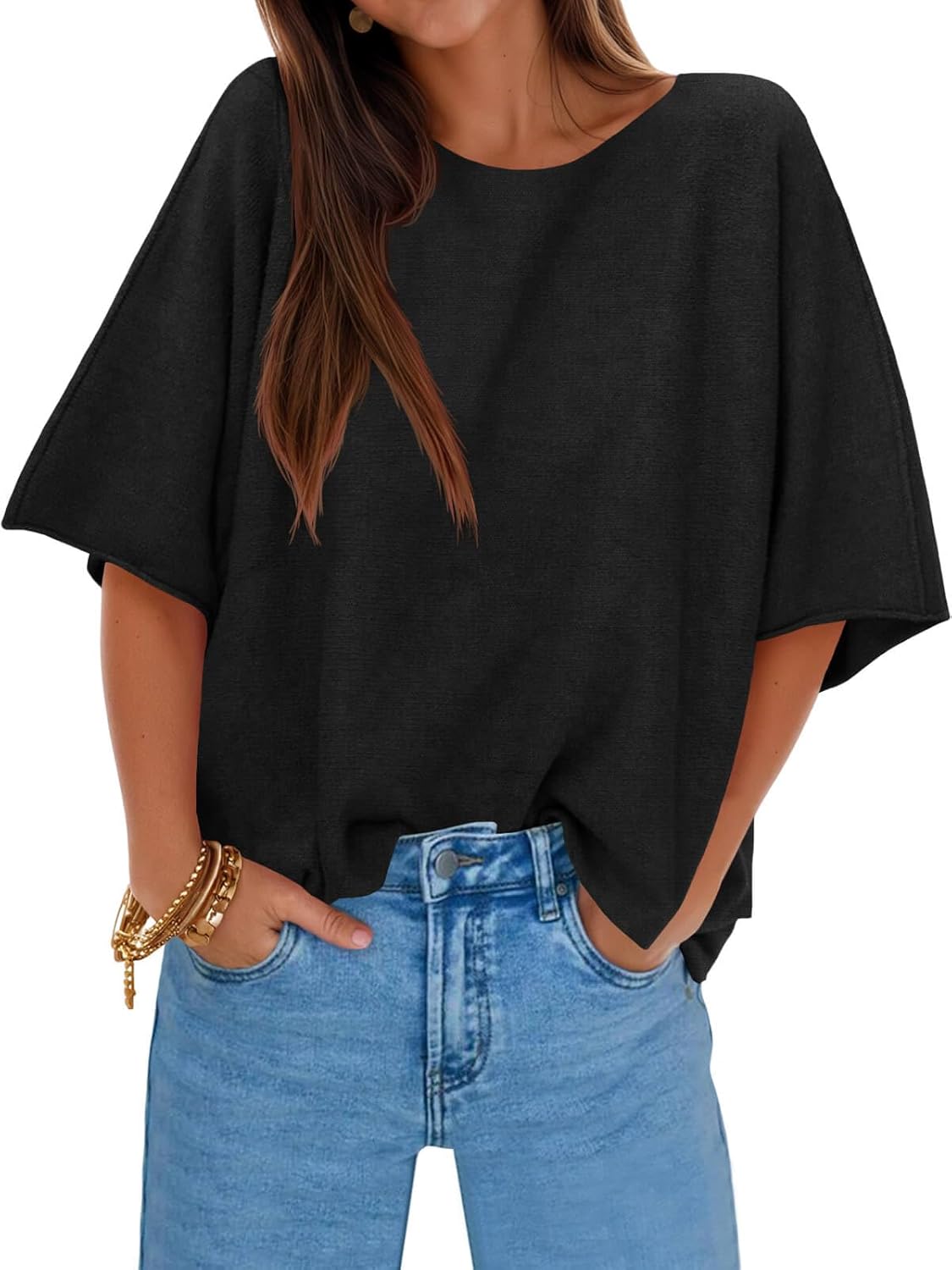 Cicy Bell Womens Half Sleeve Sweaters for Trendy Casual Style