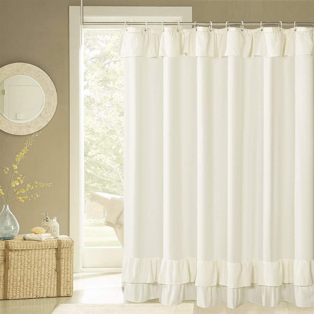 YOSTEV Ivory Ruffle Shower Curtain - Farmhouse Elegance!
