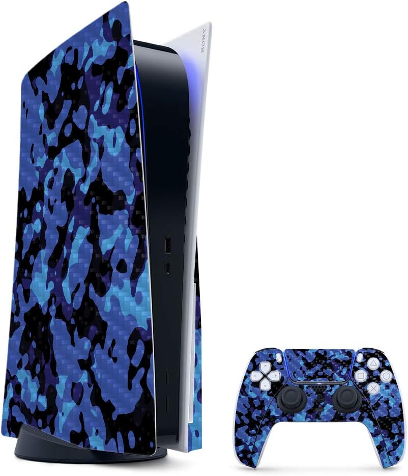 MightySkins Carbon Fiber Gaming Skin for PS5 - Blue Camo Style