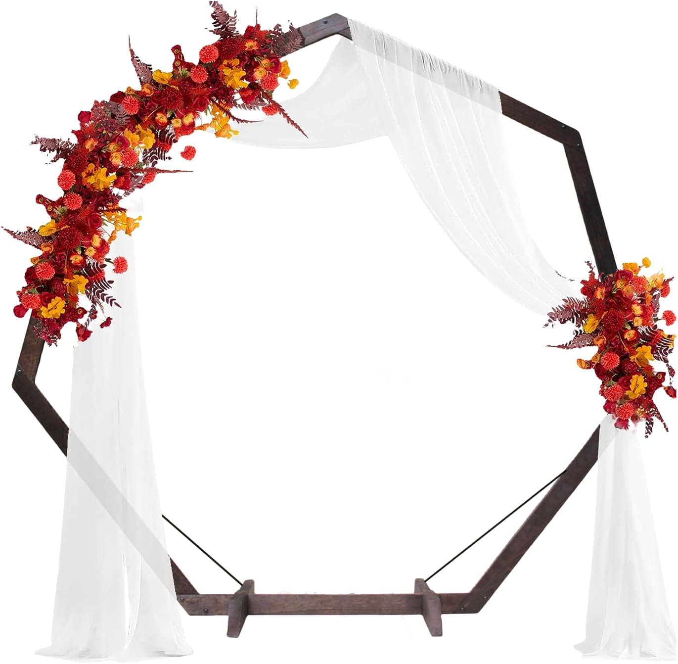 7FT Heptagonal Wooden Wedding Arch for Rustic Ceremonies