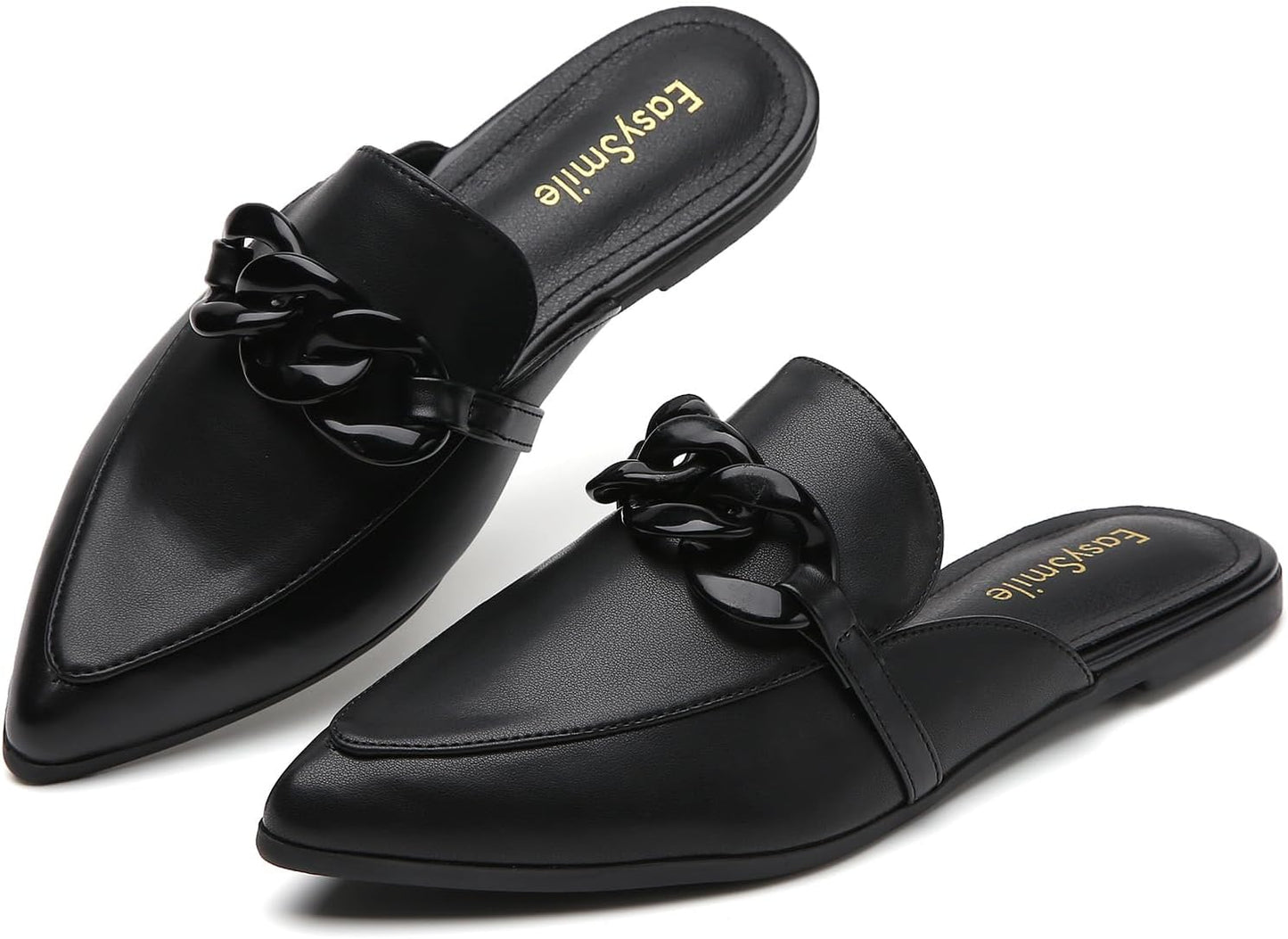 Metal Chain Decor Flat Mules for Women - Stylish and Comfortable