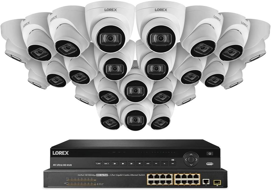 32-Channel NVR System with 4K IP Dome Cameras and Audio