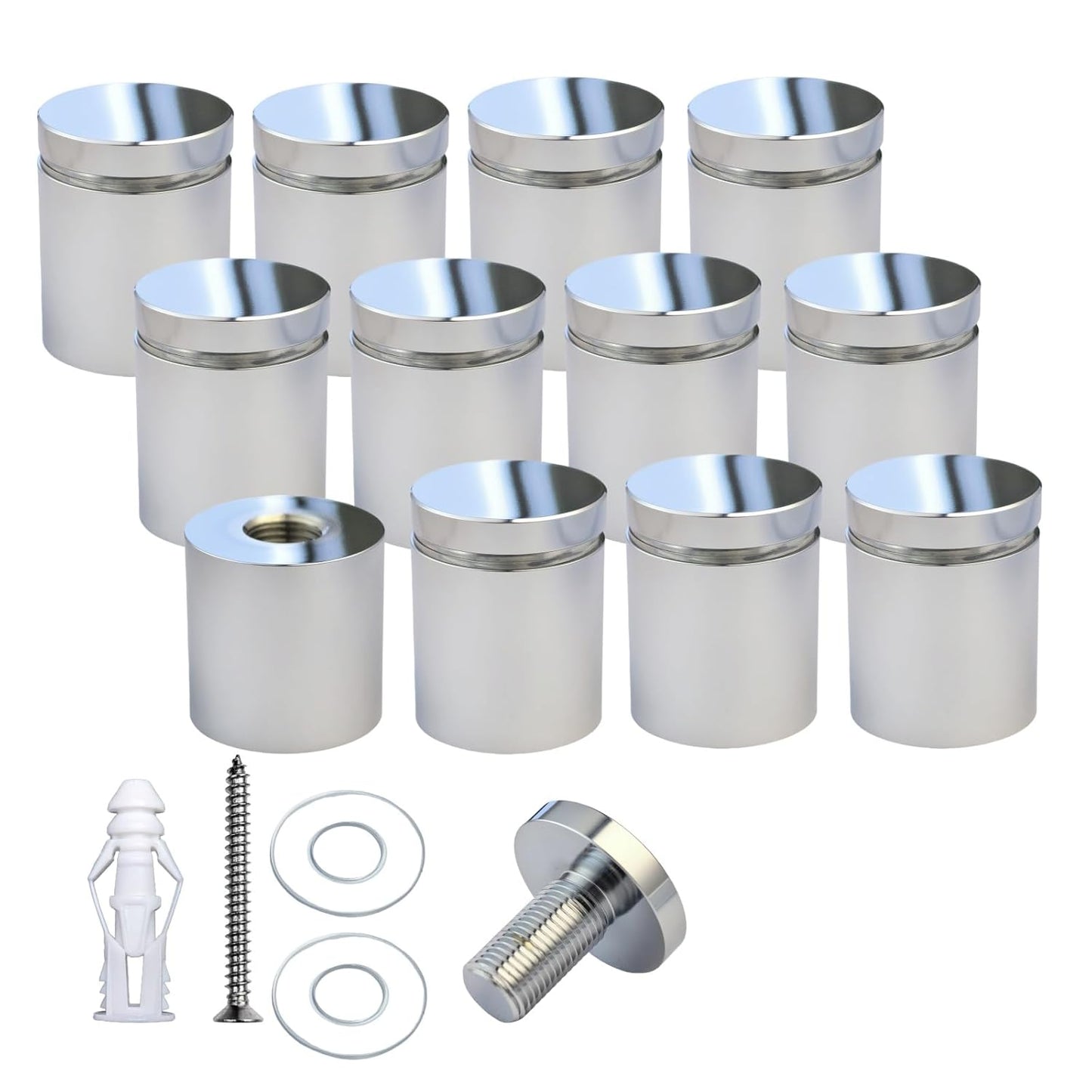 Pack of 12 Aluminum Standoff Screws for Wall Sign Mounting