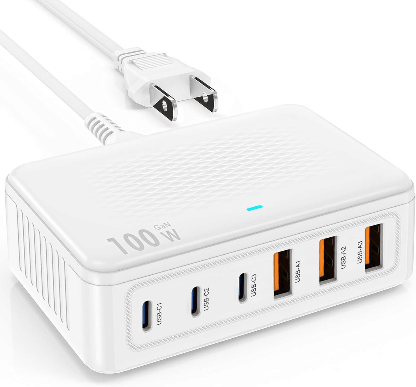 100W USB C Charger Block 6 Port Charging Station for Devices
