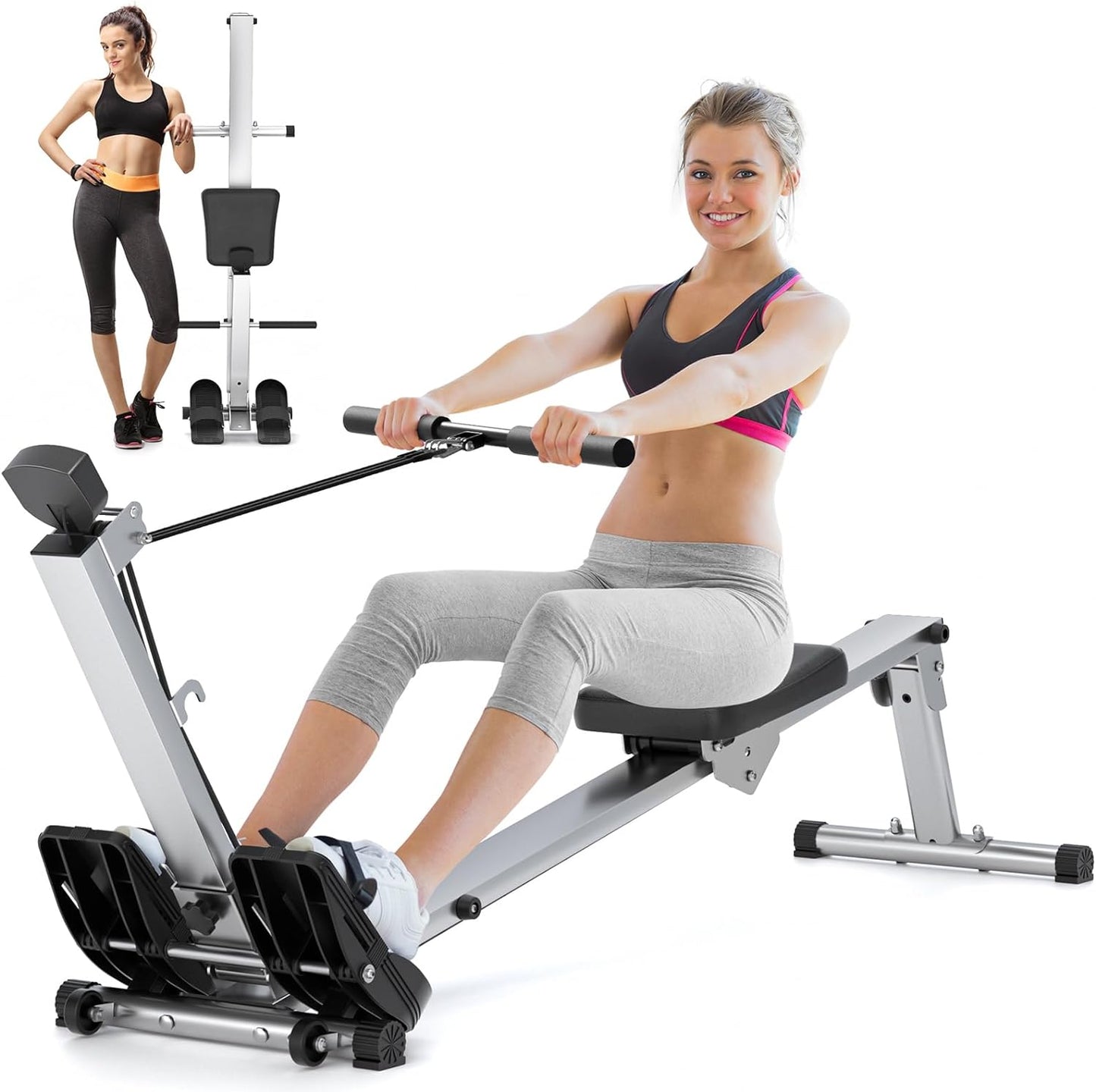 Hyper-Quiet Rowing Machine - 2024 Upgraded, 300LBS Capacity