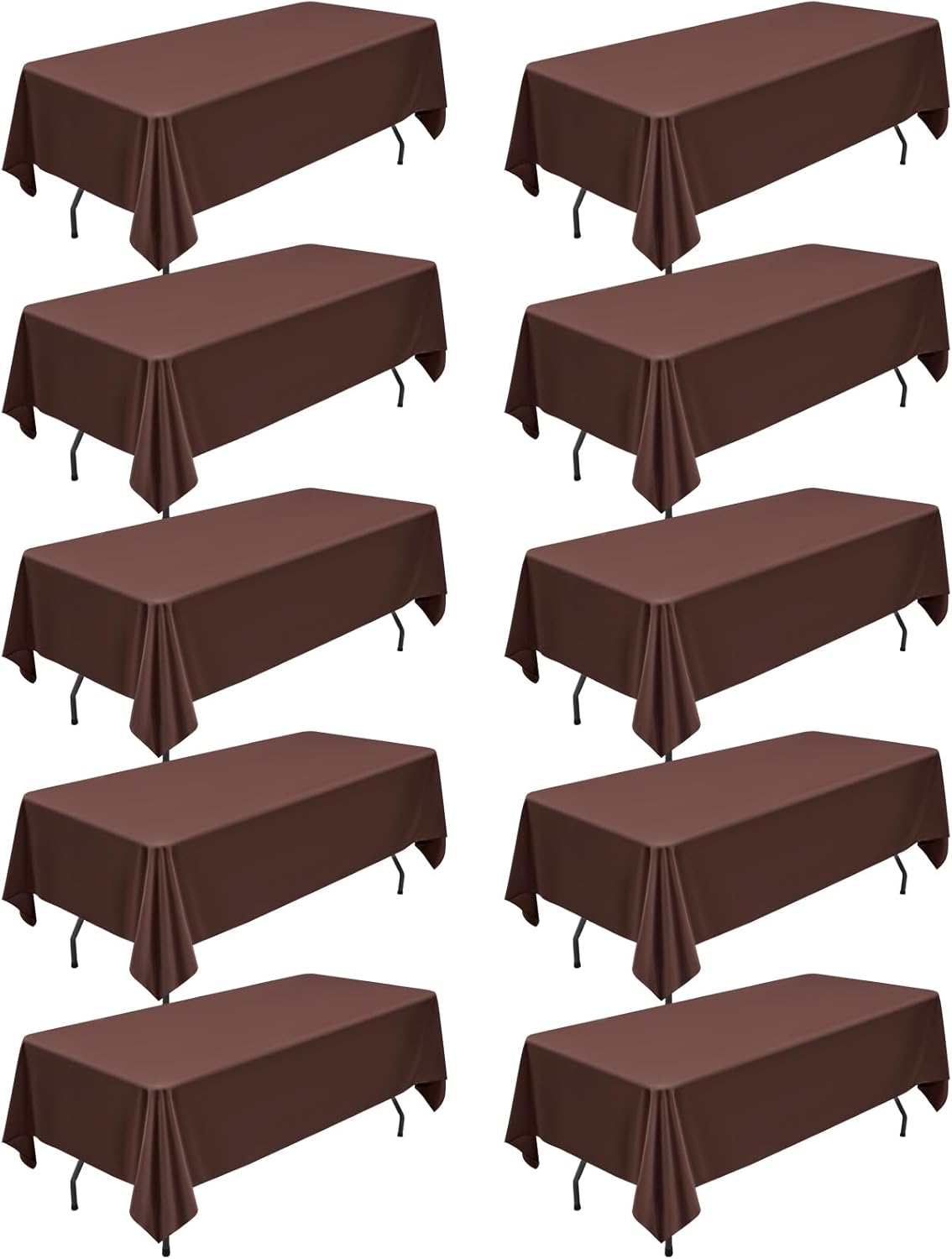 10 Packs Brown Polyester Tablecloths for 6 Foot Tables